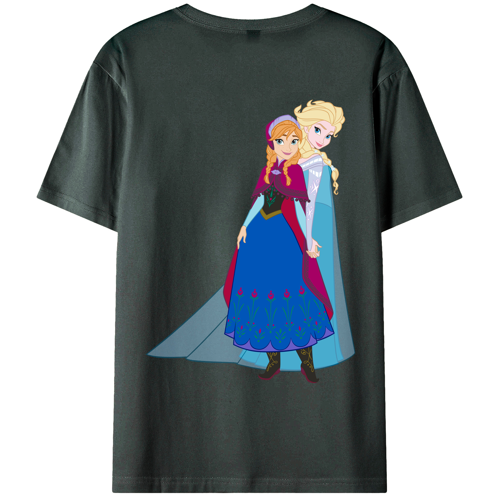 （画像用） アナと雪の女王 アンナ エルサ Frozen Anna Elsa 綿100％ メンズ半袖Tシャツ（バックプリント） 通気性